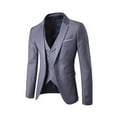 thumbnail image 3 of EGNMCR Men's Suits 3 Piece Slim Fit Suit Set, Button Business Wedding Party Tuxedo Solid Blazer Jacket Vest Pants, 3 of 6