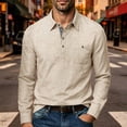 thumbnail image 2 of akafmk Mens Long Sleeve Shirts Button Front Collared Shirt with Pocket Linen-Like Breathable Fall Tops, Size L, 2 of 8