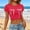 Red, variant on Womens T Shirts Crop Tops Basic Tees Casual Slim Fit Crew Neck Short Sleeve Tshirts Bow Print Blouses Breast Cancer Awareness Summer Trendy Dark Gray
