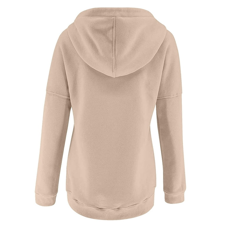 DORKASM Womens Hoodie Jacket Hoody with Kangaroo Pocket Button Down 3/4 Zip  Fleece Pullover Plus Size V Neck Zipper Solid Color Long Sleeve Light