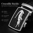 thumbnail image 3 of TRISJEM Men's Genuine Cowhide Leather Ratchet Belt with 3D Crocodile Automatic Buckle, Crocodile Embossed No-Hole Dress Belt, 1.38" Wide Adjustable Belt for Jeans, Chinos and Business Casual, Waist 3, 3 of 8