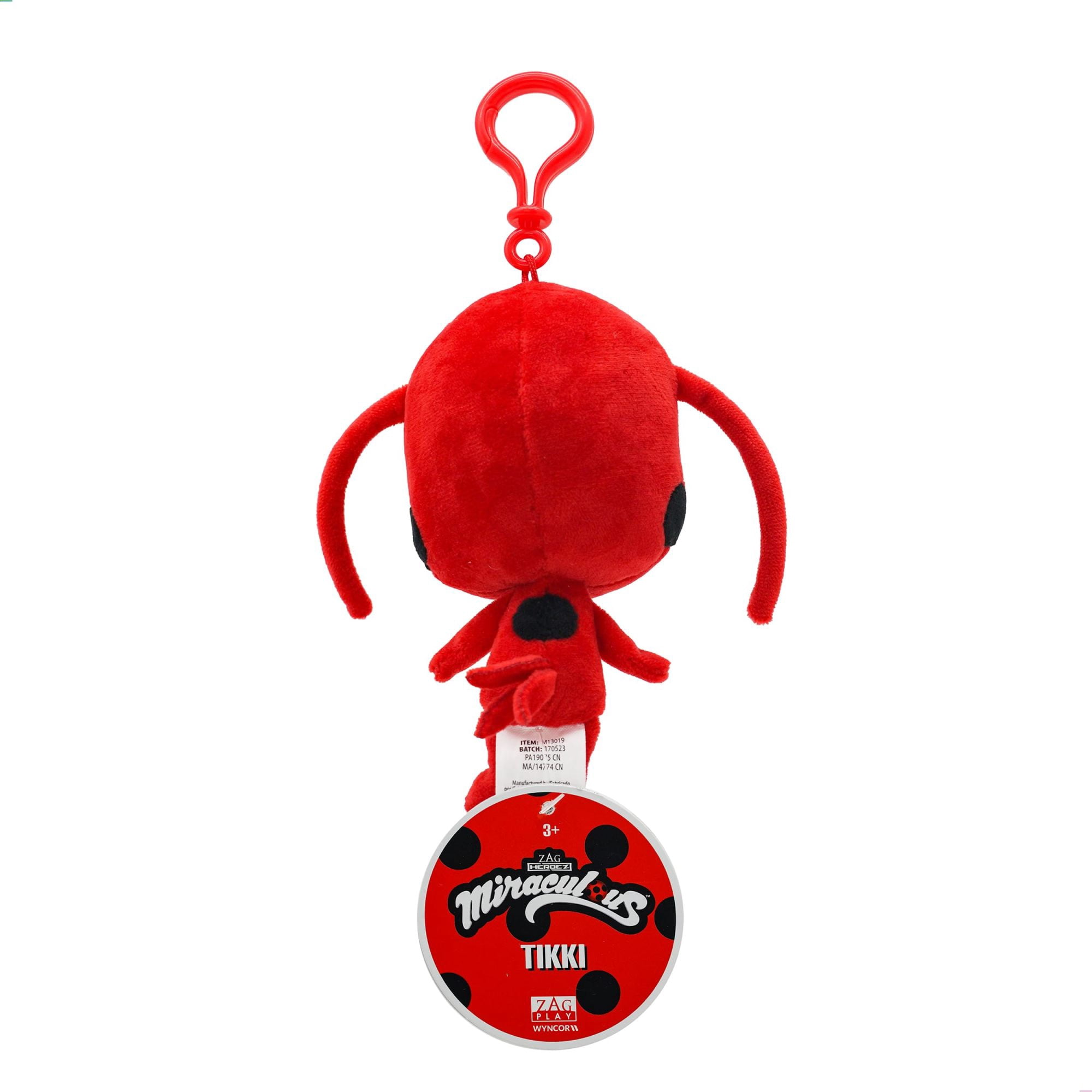 Wyncor by Miraculous Kwami Lifesize Tikki Clip On Ladybug Plush Backpack Keychain, Red