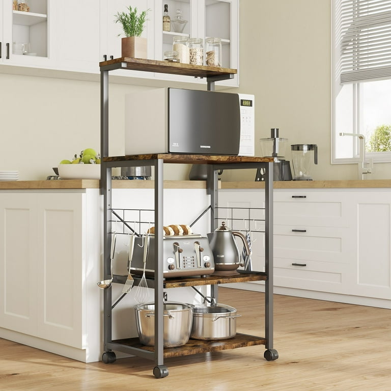 4-Tier Kitchen Microwave Stand Cart with Power Outlet – Bestier