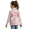 thumbnail image 2 of Uorisanigo Girls Boys Zippered Vest Puffy Fleece Jacket Pink Blue Axolotl Fashion Sleeveless Full Zipper Outwear with Pockets Fall Winter Clothes Stand Up Collar Vest 2-12 Years, 2 of 7