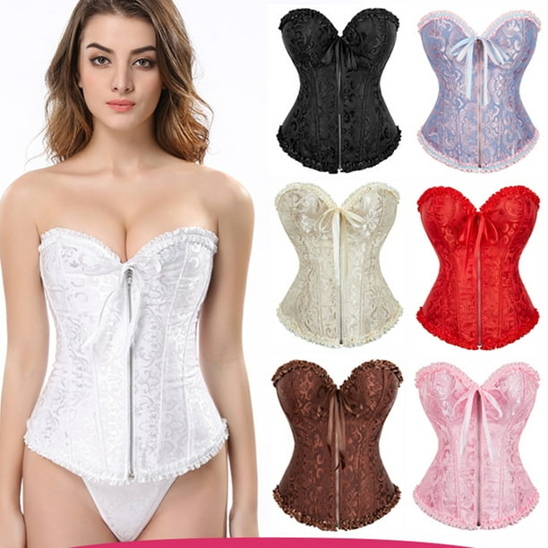 Apricot color Vintage Corset Tops For Women Lace Up Zipper Corsets and  Bustiers Floral Bustier Body Shaper