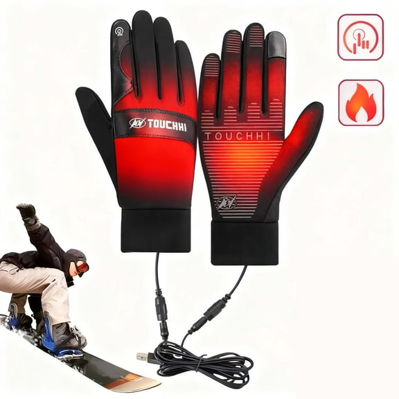 USB Heated Gloves Waterproof Touchscreen Winter Snowboard Gloves Hand Warmer Outdoor Fishing Skiing Motorcycle Bicycle Glove
