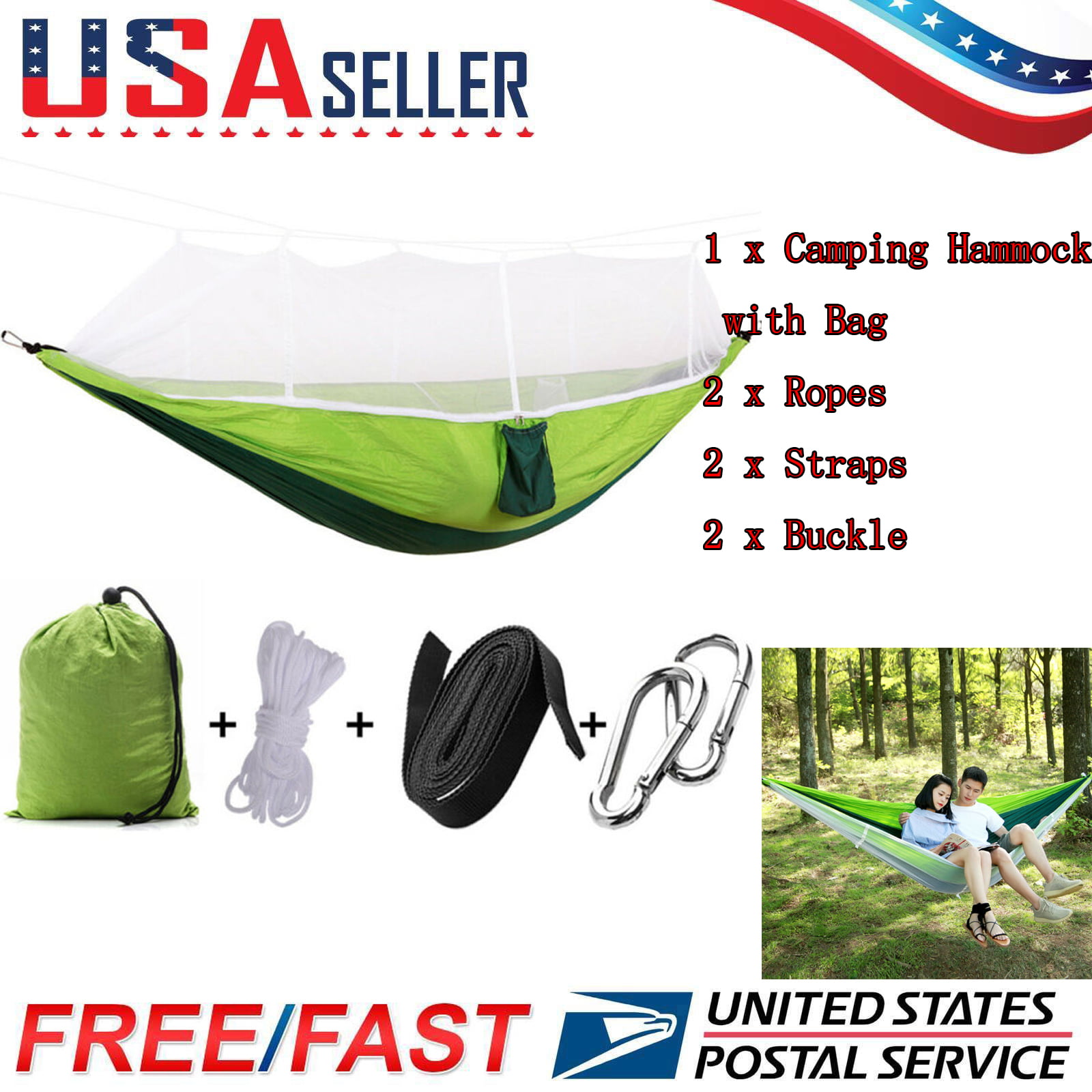 Portable Outdoor Travel Camping Hammock Hanging Sleeping Bed Mosquito Net 
