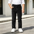 thumbnail image 6 of CYRBOKO Corduroy Pants for Boys, Casual Elastic Waist Comfy Relaxed Fit School Uniform Pants Black Size 10-12 T, 6 of 7
