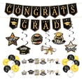 thumbnail image 1 of Juego de Decoraciones de Graduación, Banner de Fondo Negro y Dorado de la Clase de 2024, Tarjeta Colgante de Graduación, Globos para Fiesta, 1 of 5