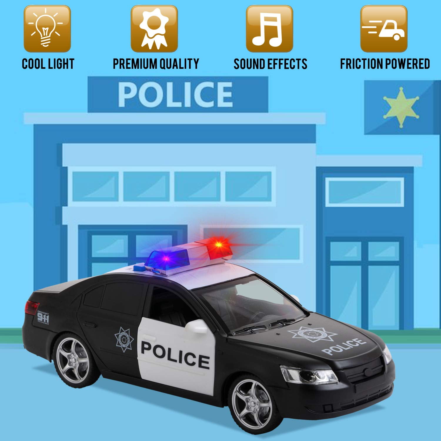 Toy police car with lights and sounds 2025