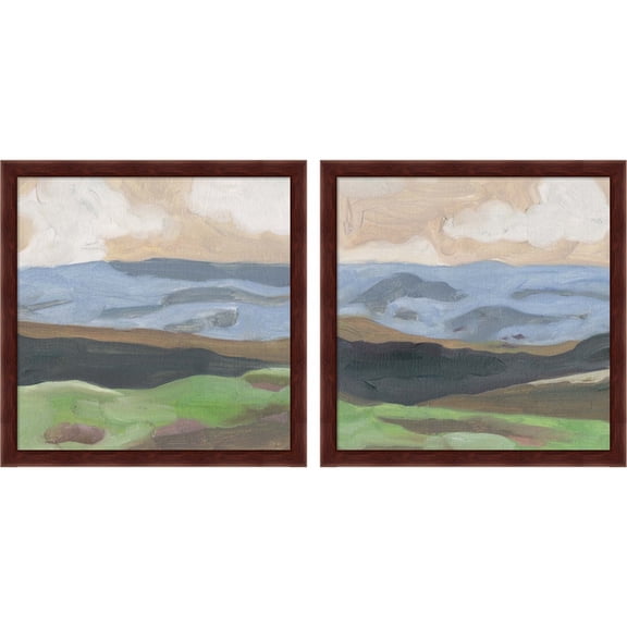 Great Art Now Distant Hills by Melissa Wang, 2 Piece Framed Art Set Each 13.25"W x 13.25"H