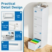 Fesbos 5 Drawer File Cabinet with Lock, Filing Cabinets for Home Office,18 Deep Vertical Metal White Office File Storage Cabinet Organizer for Letter/Legal / A4