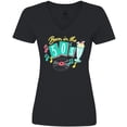 thumbnail image 3 of Inktastic Born in the 50's Record and Music Notes Women's V-Neck T-Shirt, 3 of 5