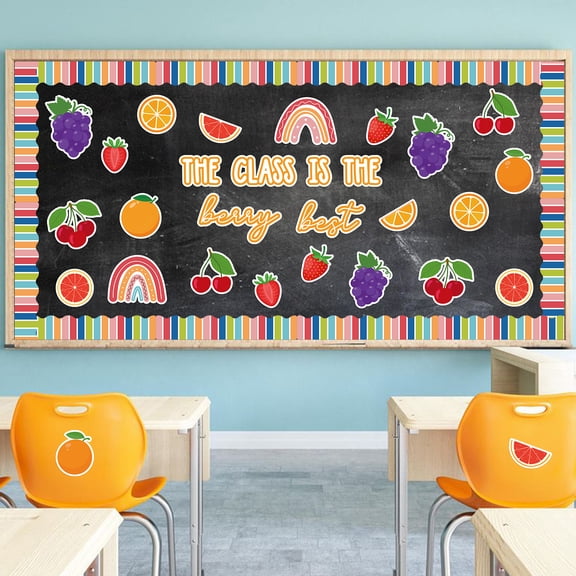 2ooya Rainbow Paper Cutouts for Bulletin Board Decoration, The Class Is The Very Best Fruit Paper Card, 98 Count