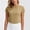 Khaki, variant on Womens Shirts, Solid Round Neck Workout Short Sleeve Tops for Women Fitted Cropped Tshirts Fashion Summer Blouse