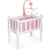 Badger Basket Sleigh-Style Doll Crib with Musical Mobile, Pink Gingham