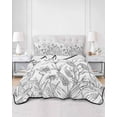 thumbnail image 3 of Grey Flowers Full Size Down Alternative Comforter, Lightweight Comforter Quilt Bedding Set with Pillow Shams Garden Botanical Leaf Watercolor White All Seasons Bed Comforter Duvet Insert 78"x90", 3 of 7