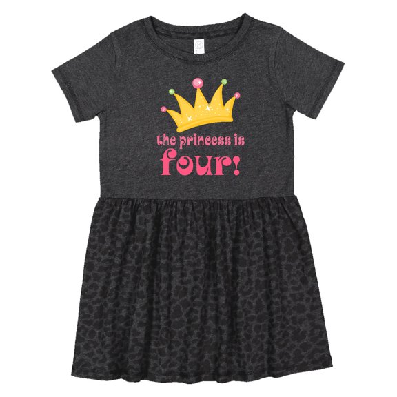 Inktastic 4th Birthday Princess is Four Girls Toddler Dress