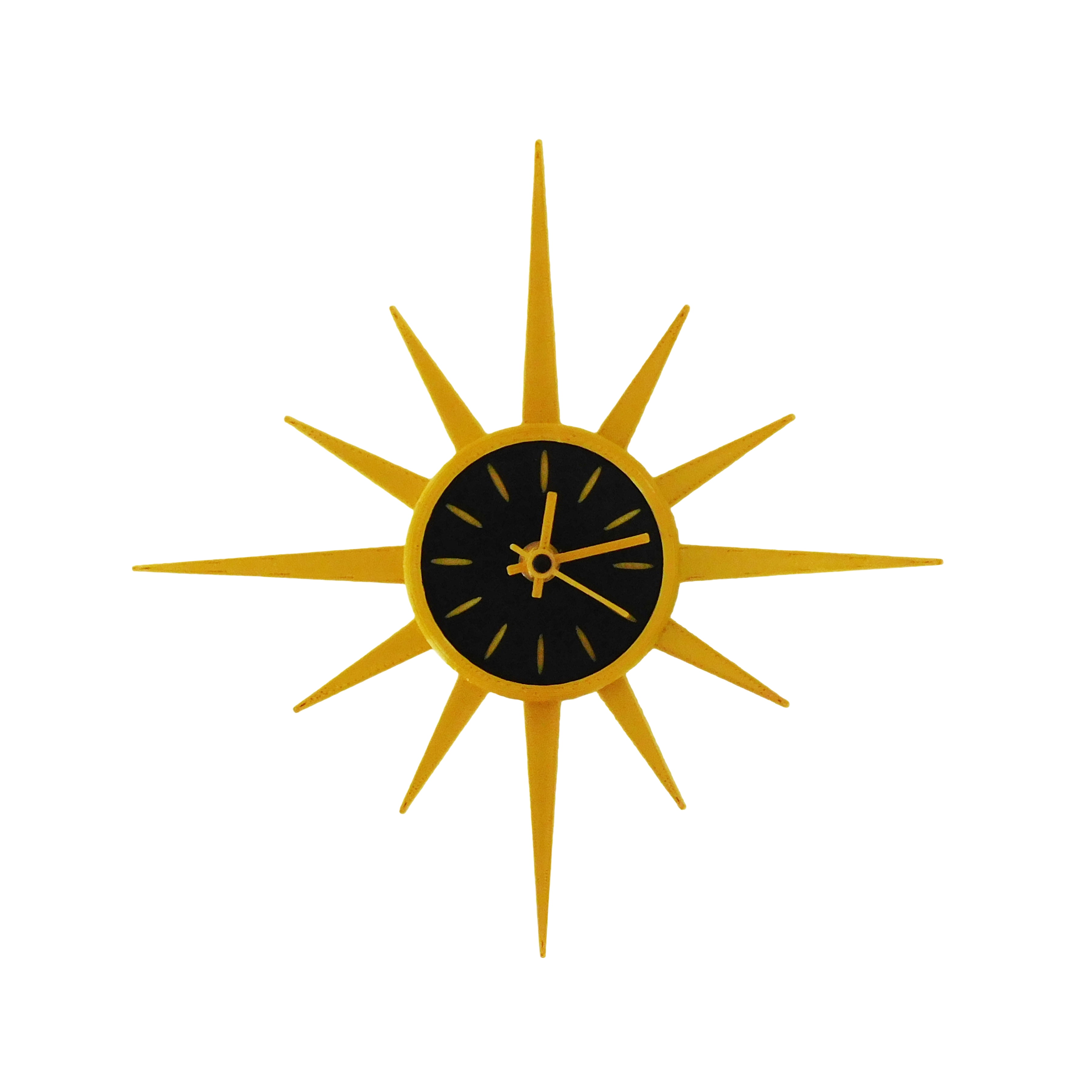 Mid-Century Modern Gold Sunburst Wall Clock – Retro Atomic Starburst Design – Vintage Style Home Decor