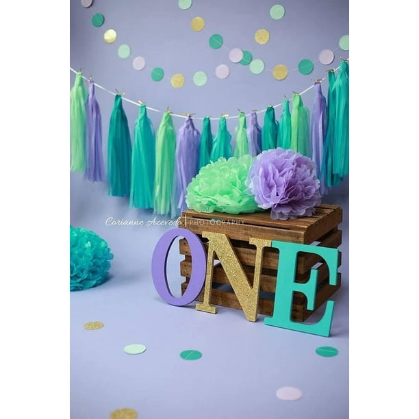 Cododia Under The Sea Party Supplies/Mermaid Decorations Teal Purple Mint Tissue Pom First Birthday Decorations Baby Shower Decorations Purple Mermaid
