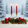thumbnail image 5 of HomeDM Christmas Candelabra 2 Arm Candle Holders Xmas Candlestick Holder for Wedding Party Table Centerpiece Decor Metal Candle Holders Holiday Fireplace Dining Room Decoration Gold, 5 of 8