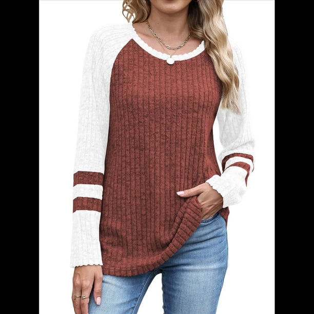 Sudadera de Larga para Mujer, con Bloques de Color, Informal, para Otoño. Color Caramelo L