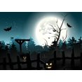thumbnail image 1 of EREHome Polyester Fabric 7x5ft Halloween Photography Backdrop Horror Pumpkin face bat Blue Moonlight Photo Background, 1 of 1
