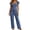 Blue, variant on Enjoytime Pajama Sets for Women 2 Piece Ruffle Square Neck Short Sleeve Sleepwear Wide Leg Pants Matching Lounge Set