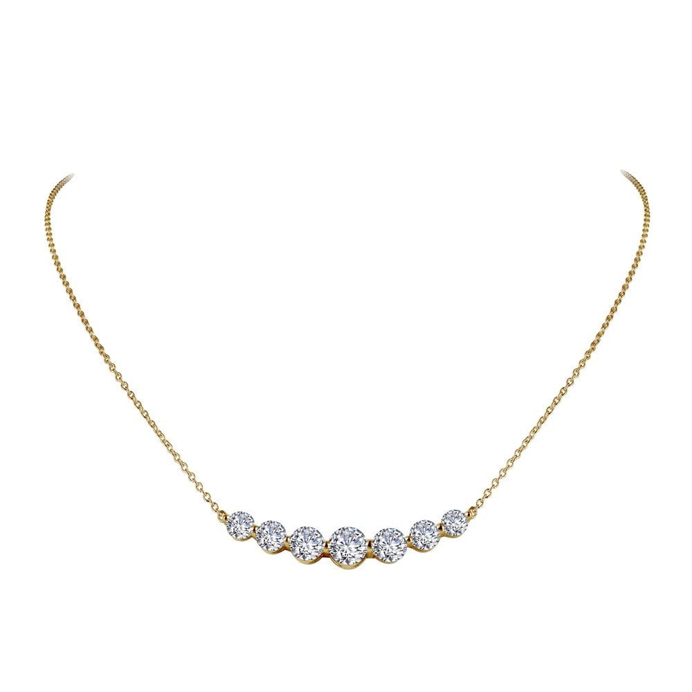 Lafonn 7 Symbols Of Joy Sterling Silver Gold Plated Simulated Diamond Necklace (2.02 CTTW)
