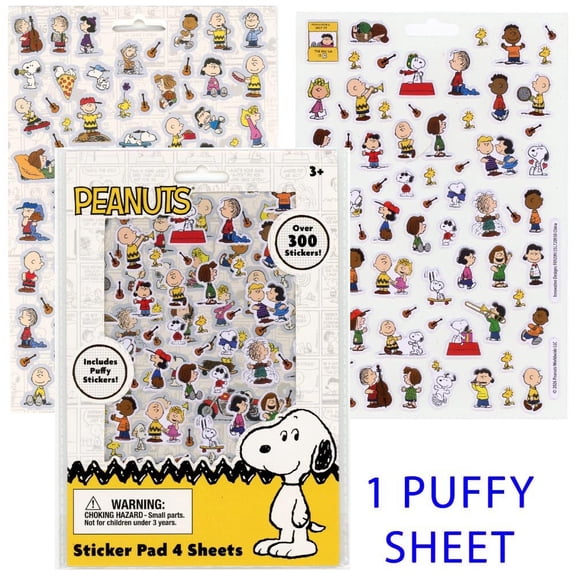 2 Set Peanuts Sticker Book with Puffy Stickers 4 Sheet