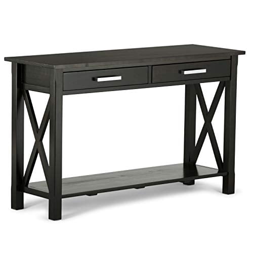 SIMPLIHOME Kitchener Table Console Contemporaine Moderne en Bois Massif de 47 Pouces de Large pour Entrée, en Brun Hickory, avec Rangement, 2 Tiroirs et 1 Tablette, pour le Salon, l'Entrée et la Chambre