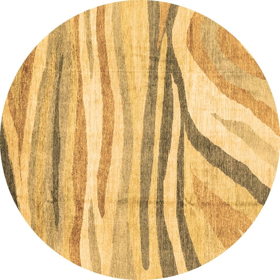 Ahgly Company Indoor Round Abstract Brown Modern Area Rugs, 5' Round