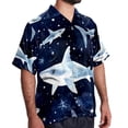 thumbnail image 2 of Starry Shark Men's Hawaiian Shirt, Short Sleeve Printed Button Down Beach Casual Tops, Summer Spread Collar Men's Shirts, 2 of 6