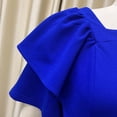 thumbnail image 4 of AURA Plus Size Ruffle Sleeve Pleated Midi Dress Elegant High Waist Swing Skirt Solid Color, 4 of 9