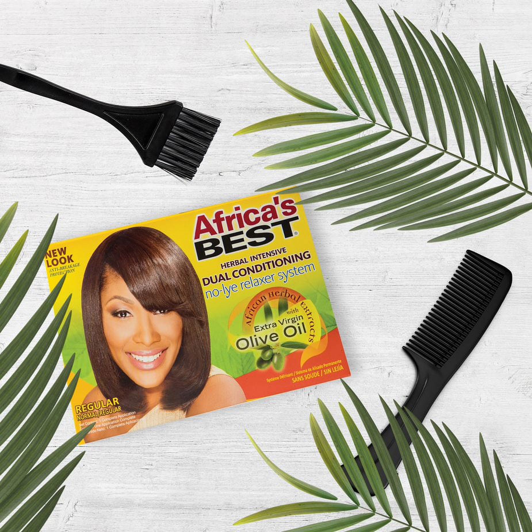 Africas Best Herbal Intensive Dual Conditioning No Lye Hair Relaxer System Regular Strength 