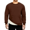 thumbnail image 6 of Fshiont Men's Fleece Sweatshirt Sherpa Lined Crewneck Basic Winter Thick Pullover Tops with Pocket Brown 2XL, 6 of 6