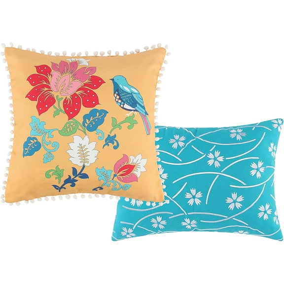 Greenland Home Thalia Pom-Pom Embellished Decorative Pillows (Set of 2), Adult