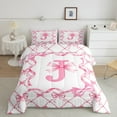 thumbnail image 2 of Manfei Initial Monogrammed 3-Piece Full Size Comforter Sets,Bow Bowknot Bedding Comforter Set,Plaid Buffalo Bedding Sets,Super Cozy Alphabet Room Decor,Reversible, 2 of 8