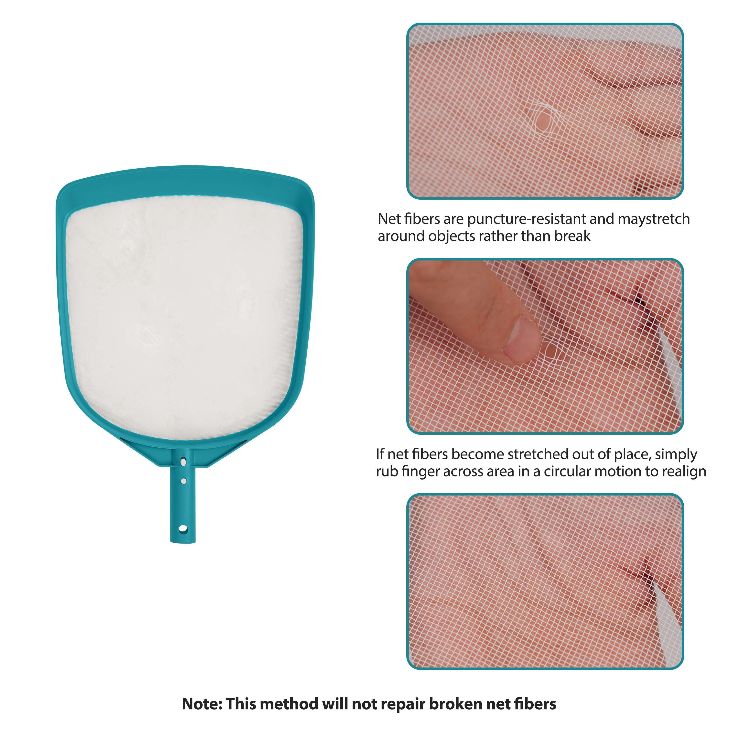 Bluescape Teal & Gray Pool Skimmer Net with 42 inch Aluminum Pole for Effective Debris Removal