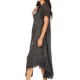 thumbnail image 4 of Sakkas Egan Long Embroidered Caftan Dress / Cover Up With Embroidered Cap Sleeves - Black - One Size Regular, 4 of 5