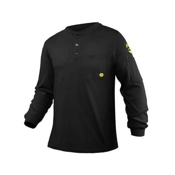 PTAHDUS FR Shirts for Men, 5.5oz Flame Resistant Shirts Long Sleeve for Summer, CAT2/HRC2 100% Cotton Lightweight Welding Shirts(Black,X-Large)