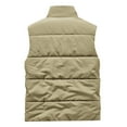 thumbnail image 3 of Men's Casual Solid Color Sleeveless Cotton Vest - Fleece-lined Thickened Multi-pocket Stand-up Collar Workwear Jacket, Khaki, Size XXXXL, 3 of 4