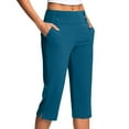 thumbnail image 1 of Lenpel Pantalons Capri pour Femmes Grande Taille Taille Haute Fuselés à Enfiler Robe de Yoga Pantalons Courts Décontractés d'Été, 1 of 6