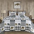 thumbnail image 1 of Market & Place Colchas rústicas tamaño individual | Juego de edredón de cabina de 2 piezas con funda | Ropa de cama reversible Lodge Bear para todas las estaciones | Colección Orson (Gris Gemelo/Marró, 1 of 5
