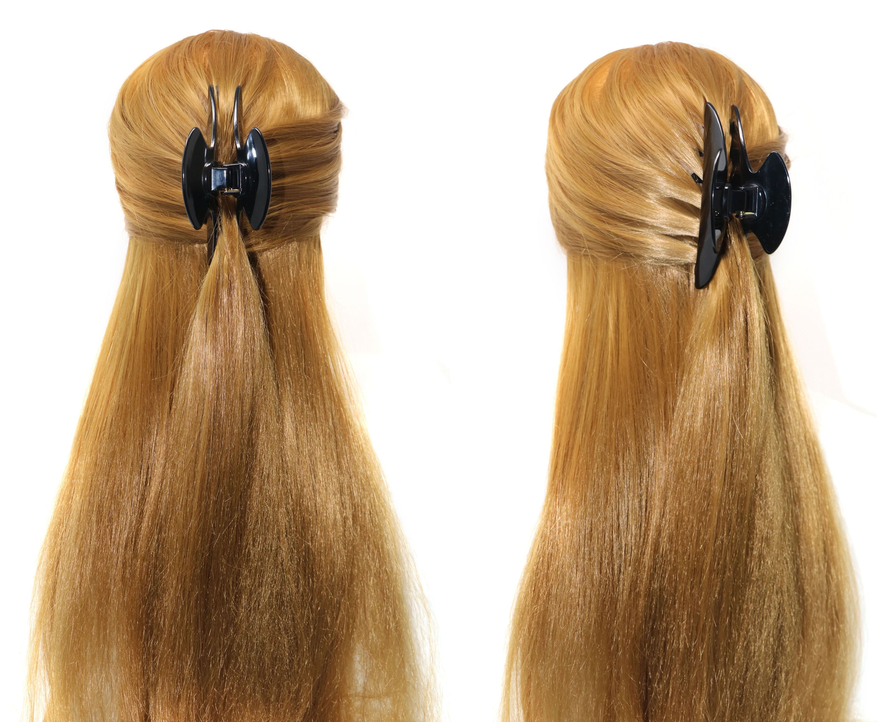 French Amie Extra Large Long Black Handmade Covered Spring Jaw Hair Claw