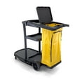 thumbnail image 3 of Farag Durable 3-Shelf 52"x22"x40" Janitorial Commercial Housekeeping Cart, Black and Yellow, 3 of 7