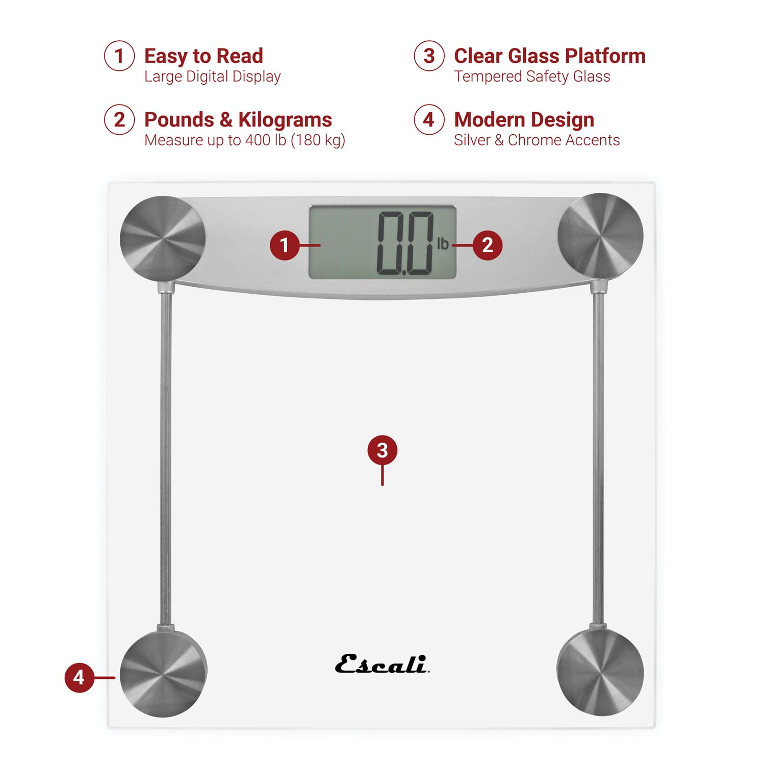 Escali Lab Weight Scale L Series, 8 x 5.75 x 2.5 in, Black
