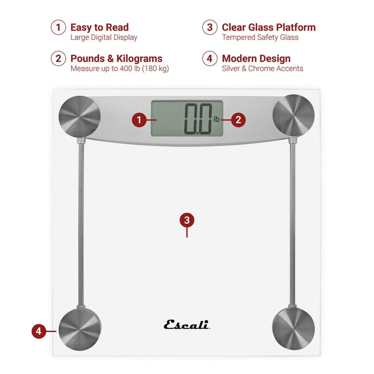 Escali Large Display 400-lb Capacity Bathroom Scale (Black