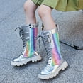 thumbnail image 4 of REDARER Girls' -Lined Heel Boots - Colorful Winter Booties with Plush Warmth | Playful & Stylish for Cold Days,Color:Silver,Size:9.5-10 Years, 4 of 5
