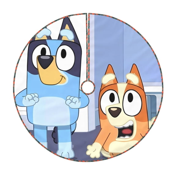 Defioc Bluey for Christmas Tree Skirt Snowman Xmas Tree Skirt Farmhouse Christmas Decorations Tree Mat for Holiday Party Decor-30"